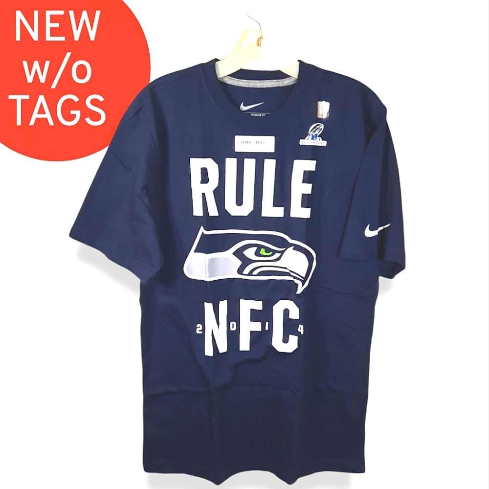 NWOT Nike Seattle Seahawks Rule NFC 2014 Conference Champ Shirt NAVY